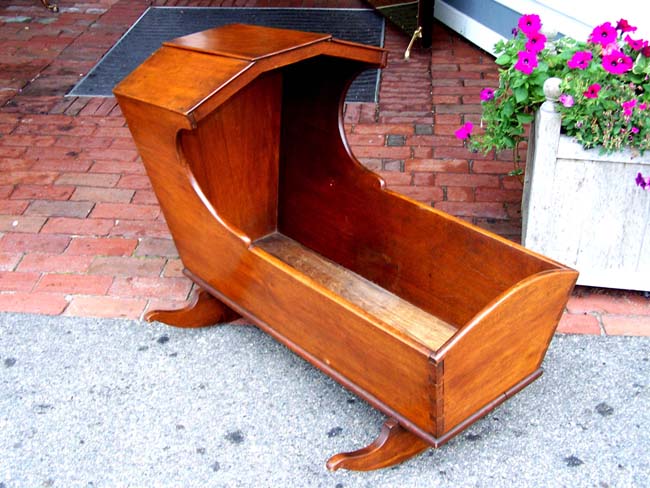 A charming early 19th century American Mahogany Child's Cradle with Canopy circa 1820-1830 — image 2